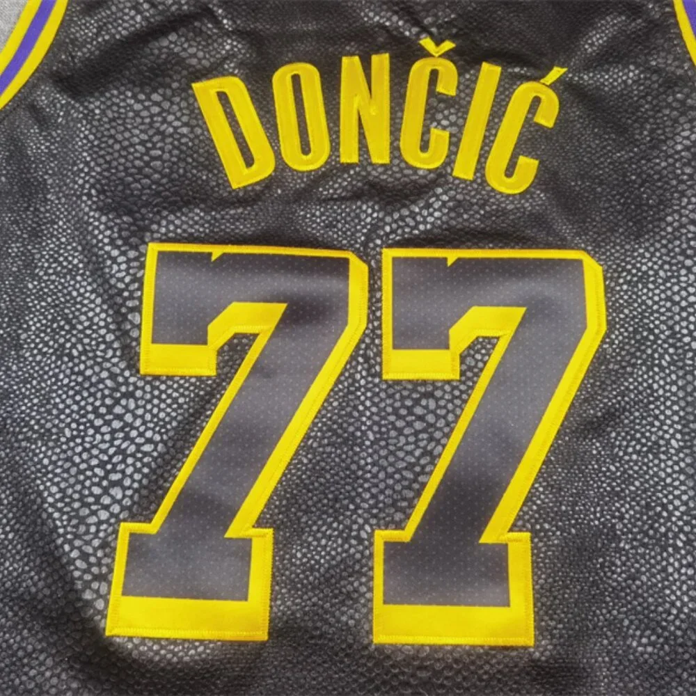 Mens Youths Kids Luka Doncic Black Stitched Black Jersey - Picture 4 of 5